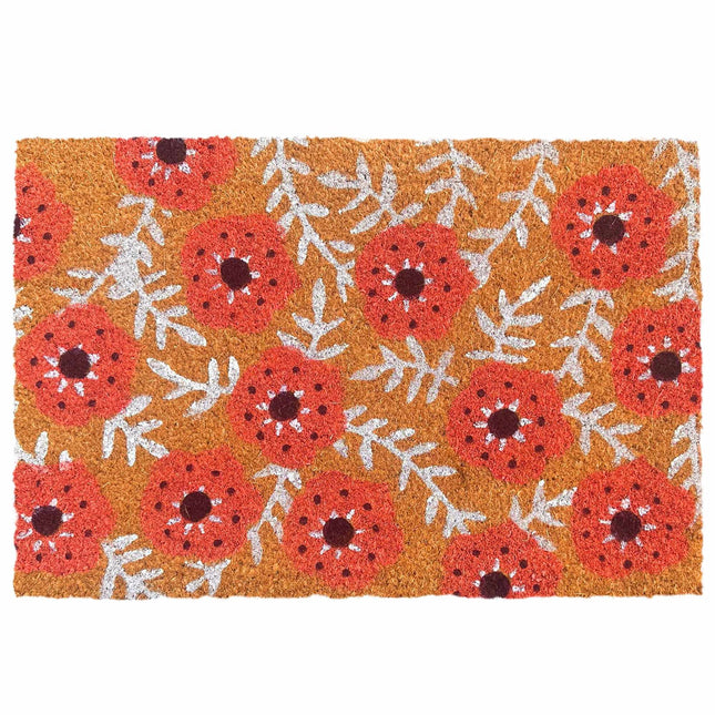 Deurmat van kokosvezel, botanisch design, 60x40 cm