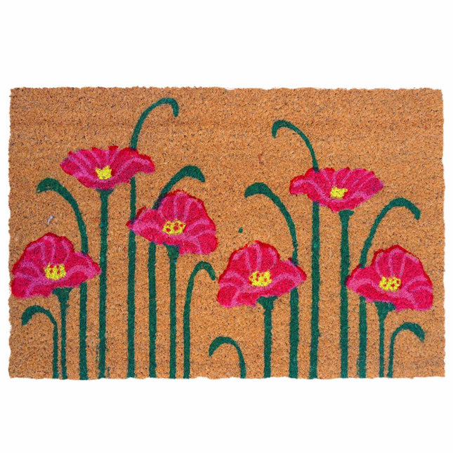 Deurmat van kokosvezel, botanisch design, 60x40 cm