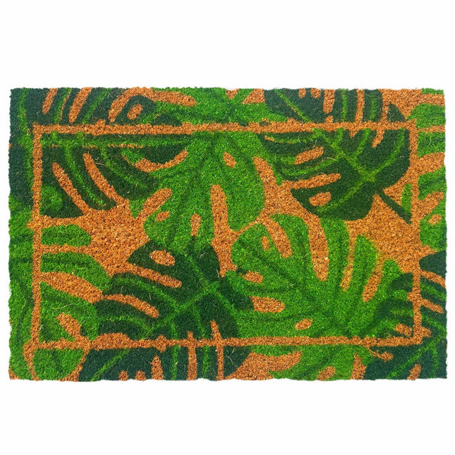 Deurmat van kokosvezel, botanisch design, 60x40 cm