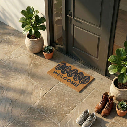 Coconut & PVC Doormat, 60x40 cm, Non-Slip, Natural