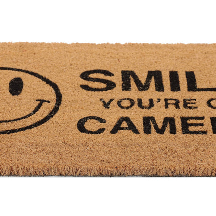 Coconut doormat "Smile you're on camera"