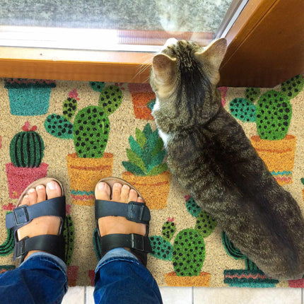Coconut door mat cactus