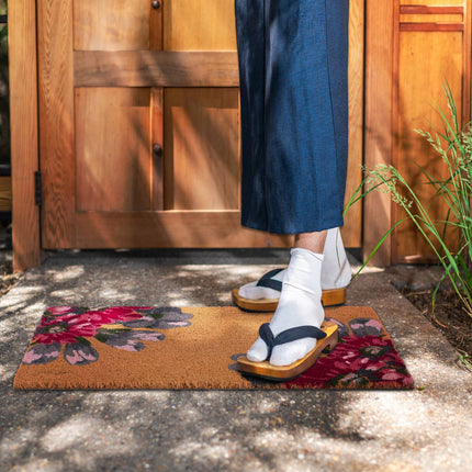 Coconut door mat flowers