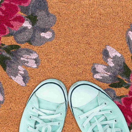 Coconut door mat flowers