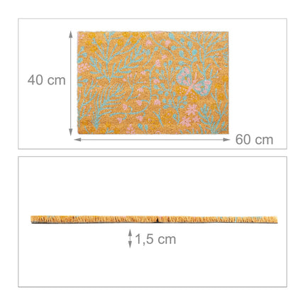 Coconut fiber doormat with a spring-like motif