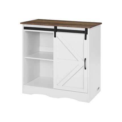 Coffee Bar Cabinet, 31.5 In, Barn Door, 3-Tier Storage