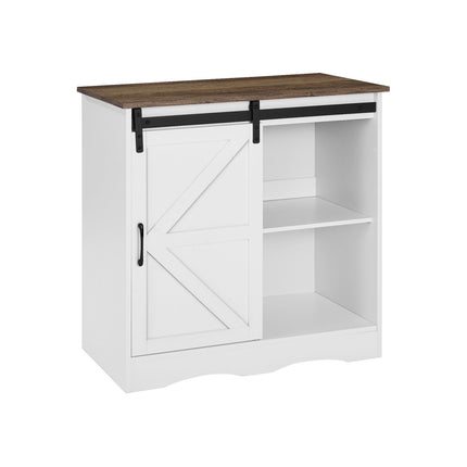 Coffee Bar Cabinet, 31.5 In, Barn Door, 3-Tier Storage