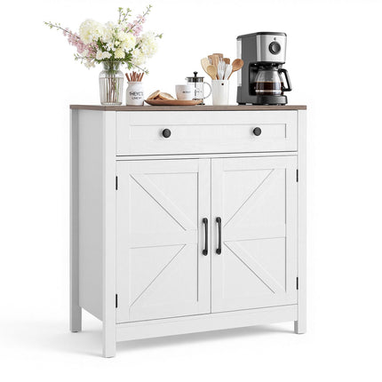 Coffee Bar Cabinet – Farmhouse, Drawer, Barn Doors, 75cm