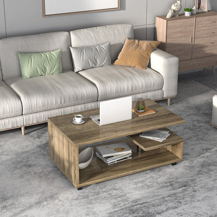 Coffee Table 105x60x46 cm, 2 Shelves, Locking Castors