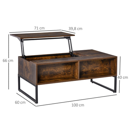 Height adjustable Brown coffee table, chipboard, 100x60x40 cm