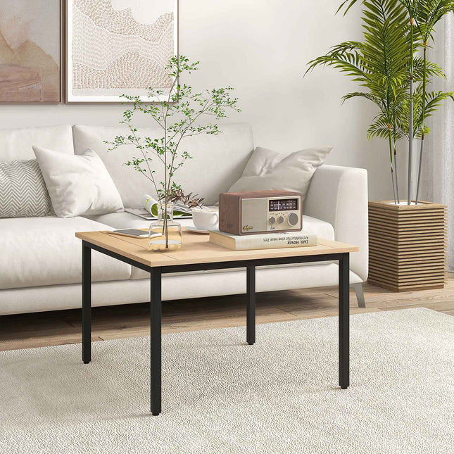 Fir Wood Coffee Table, Metal frame, 70x70x45 cm