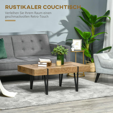 Industrial coffee table, adjustable footrests, 105x60x42 cm