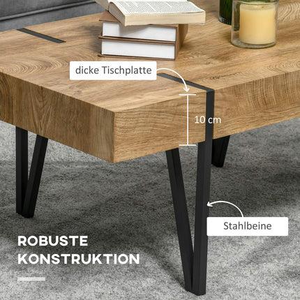 Industrial coffee table, adjustable footrests, 105x60x42 cm
