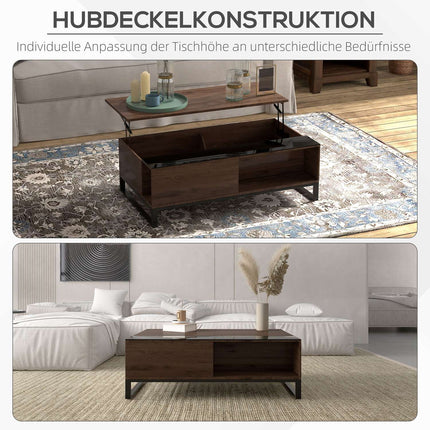 Modern coffee table in black steel with storage, 102x58x35.5 Cm