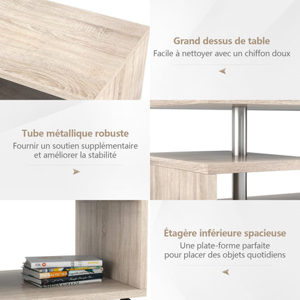 Coffee Table With 2 Shelves, Locking Casters, 105x60cm