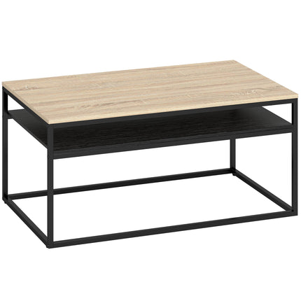 Coffee Table With Shelf, Oak Look and Black, 100 cm