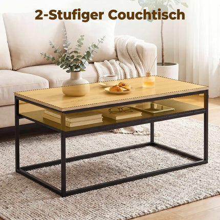 Coffee Table With Shelf, Oak Look and Black, 100 cm
