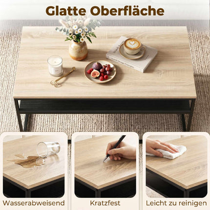 Coffee Table With Shelf, Oak Look and Black, 100 cm