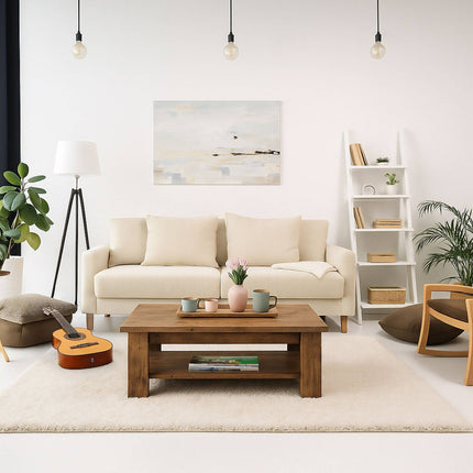 Coffee Table with Lower Shelf – Modern Design, Easy Clean