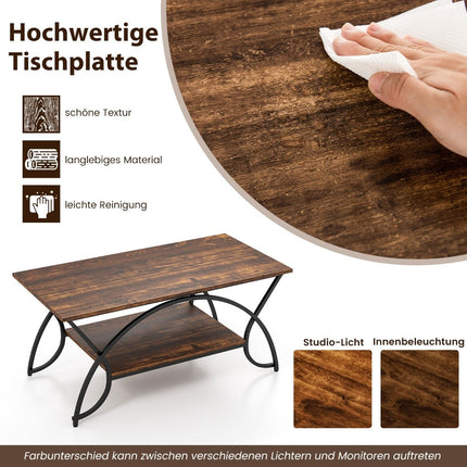 Coffee Table with Shelf, Metal Frame, 100x50x45 cm