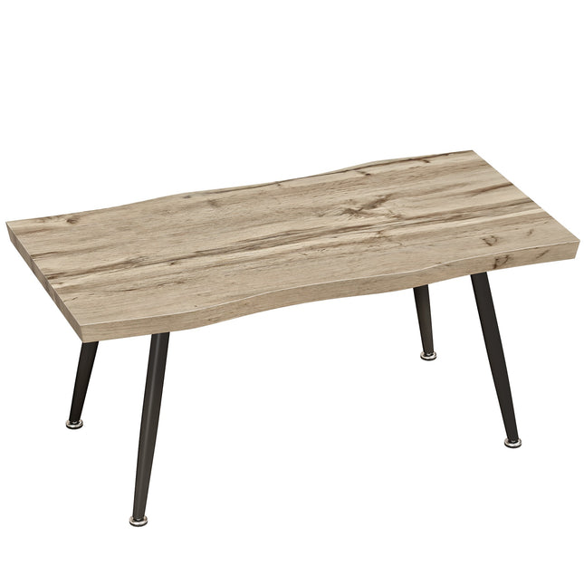 Coffee Table with Steel Legs, Oak Finish, 100x50x45 cm