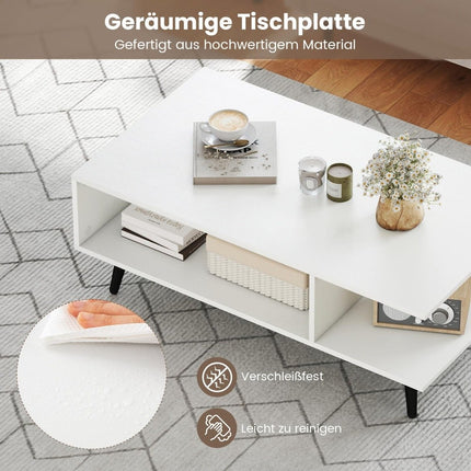 Coffee Table with Storage, 2-Tier, Wood, Metal Legs, 80x45x30 cm
