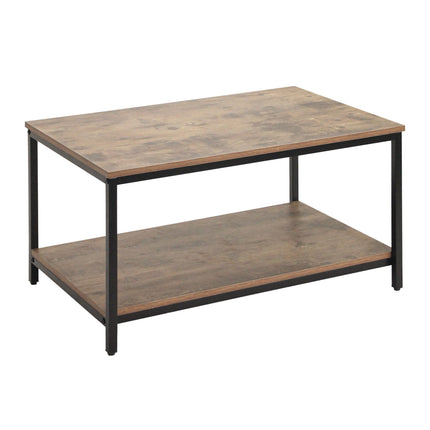 Coffee Table with Storage, Wood & Metal – Dark Brown