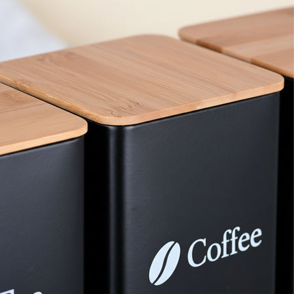Coffee, Tea, Sugar Storage Jars – 3-Piece Metal Set