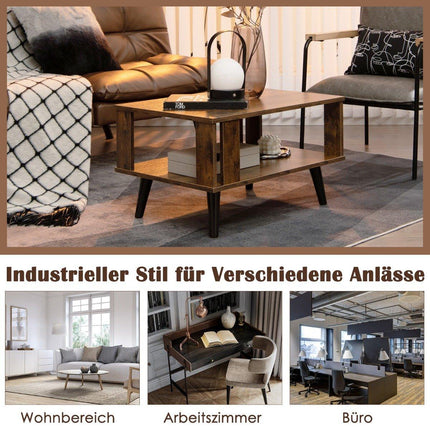 Coffee table for small rooms 2-tier coffee table made of wood 70 x 50 x 41 cm