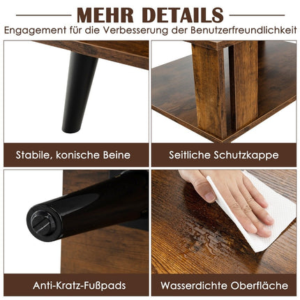 Coffee table for small rooms 2-tier coffee table made of wood 70 x 50 x 41 cm