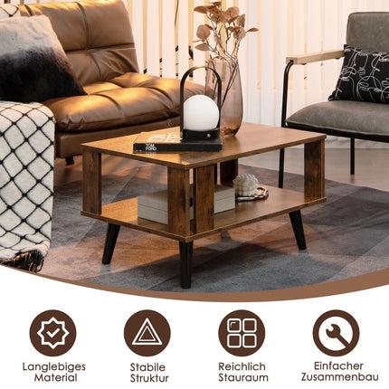 Coffee table for small rooms 2-tier coffee table made of wood 70 x 50 x 41 cm