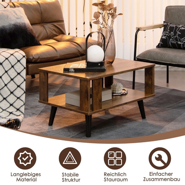 Coffee table for small rooms 2-tier coffee table made of wood 70 x 50 x 41 cm