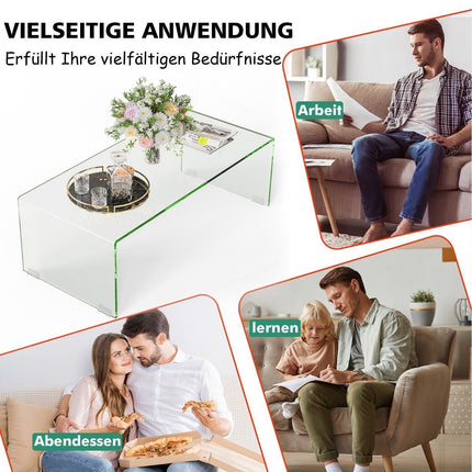 Coffee table glass table U-shaped side table made of tempered glass 108 x 50 x 35 cm