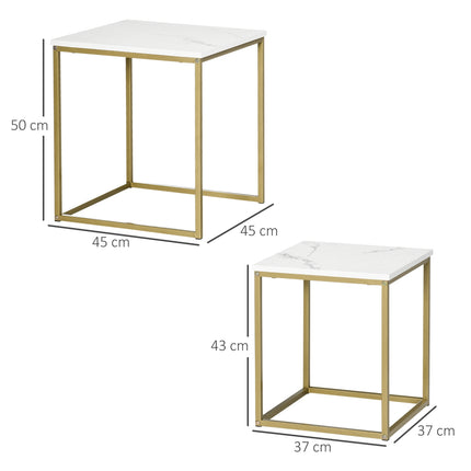 Nesting coffee table set of 2 - white steel frame