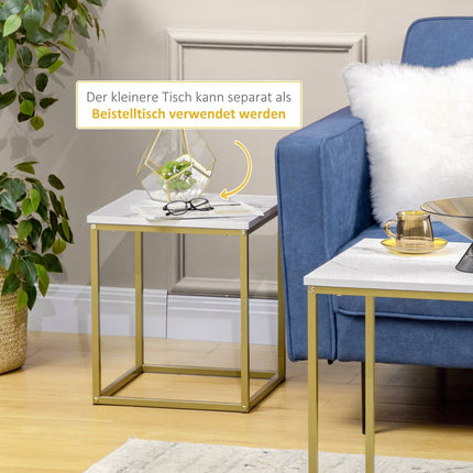 Nesting coffee table set of 2 - white steel frame