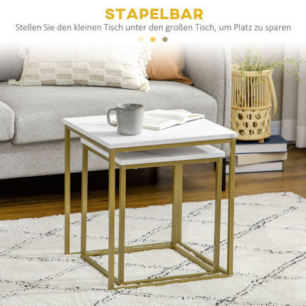 Nesting coffee table set of 2 - white steel frame
