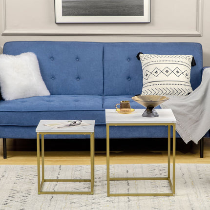 Nesting coffee table set of 2 - white steel frame