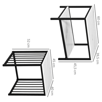 Modern nesting coffee table set, marble look, steel