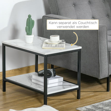 Modern nesting coffee table set, marble look, steel