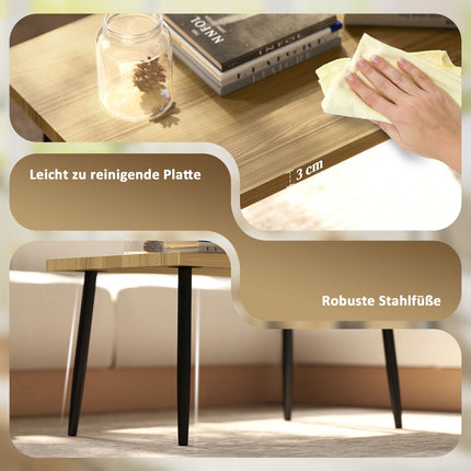 Set of 2 coffee tables with steel frame - Natural wood finish