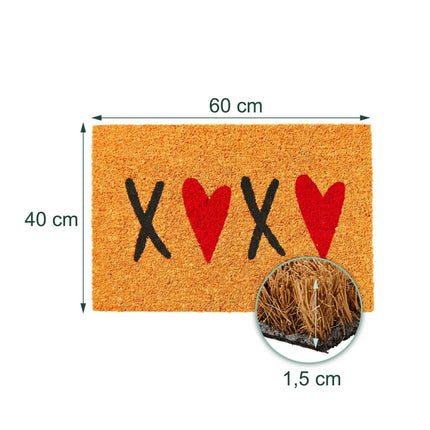 Coir Doormat, 60x40 cm, Decorative Design
