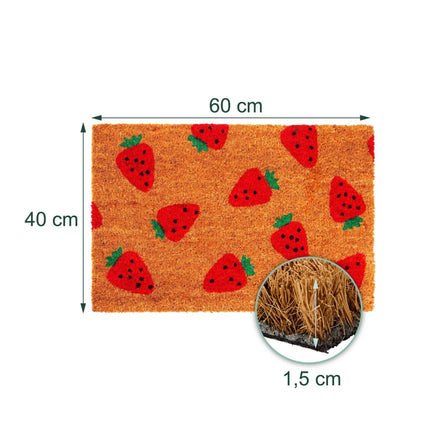 Coir Doormat, Decorative Motif, 60x40 cm, Non-Slip