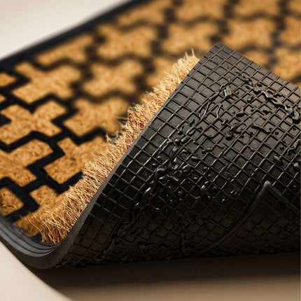 Coir & PVC Doormat, 60x40 cm, Natural & Black