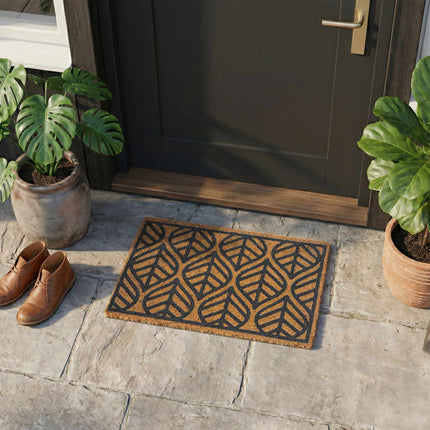 Coir & PVC Doormat, 60 x 40 cm, Natural & Black