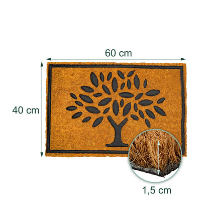Coir & PVC Doormat, 60x40 cm, Non-Slip, Indoor/Outdoor