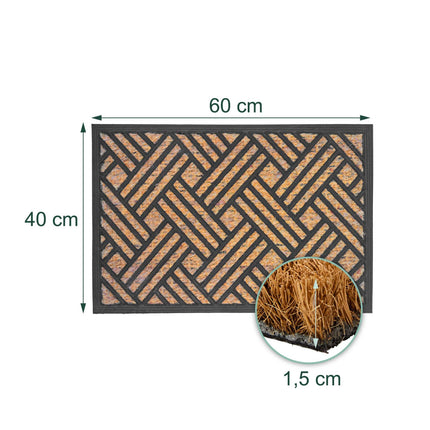 Coir & PVC Doormat, 60x40 cm, Non-Slip, Indoor/Outdoor