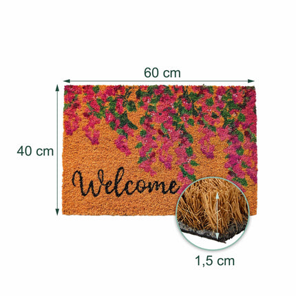 Coir Welcome Doormat, Non-Slip, 60x40 cm