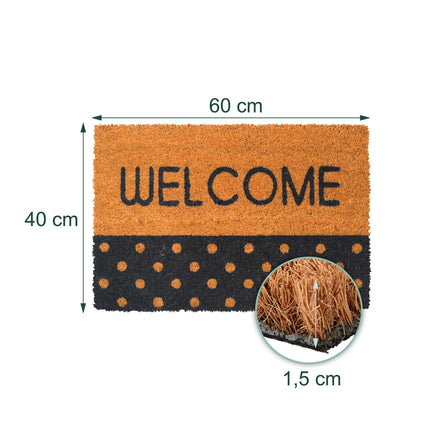 Coir Welcome Doormat, Non-Slip, 60x40 cm, Indoor/Outdoor