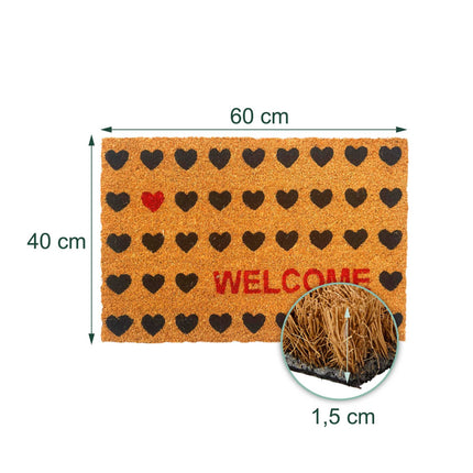 Coir Welcome Doormat, Non-Slip, 60x40 cm, Indoor/Outdoor