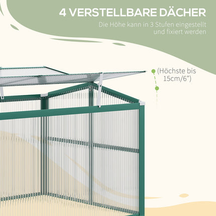 Aluminum cold frame Mini greenhouse, adjustable roof, UV protected
